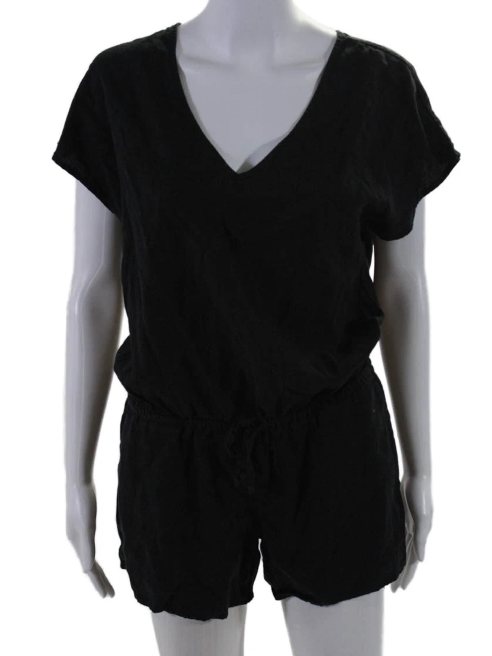 J. Crew Black Casual V-Neck Short Sleeve Romper